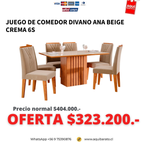 Comedor DIVANO ANA Beige 6Sillas