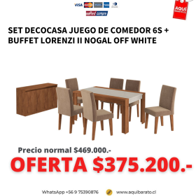 Comedor DECOCASA 6 Sillas + Buffet Lorenzi