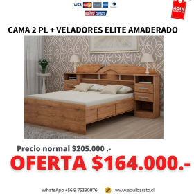 Cama 2 plazas + veladores ELITE Amaderado