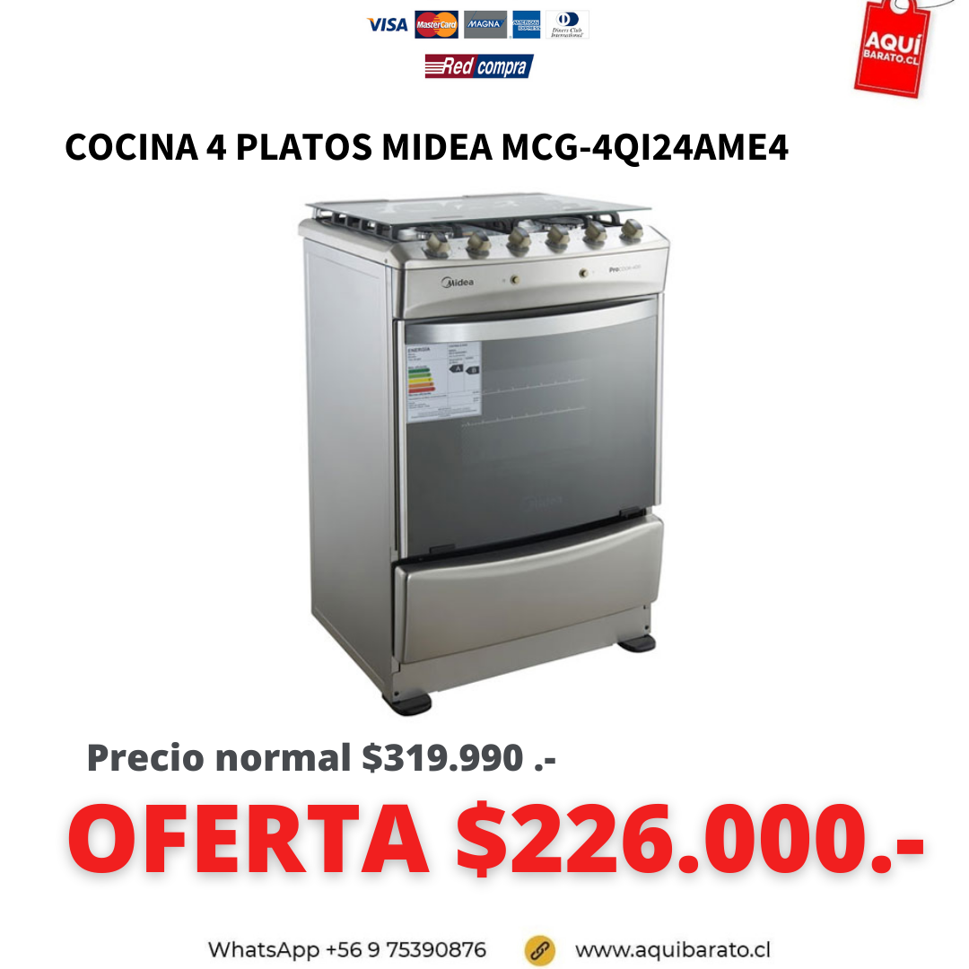Cocina 4 Platos MIDEA MCG-4EI24