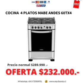 Cocina 4 Platos MABE Andes 60TX4