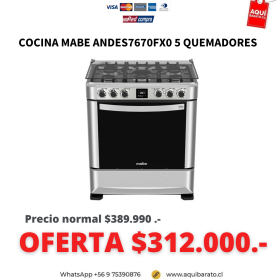 Cocina MABE  Andes 7670FX0 5 QUEMADORES