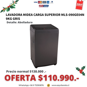 Lavadora MIDEA Carga Superior MLS-090GE 9KG
